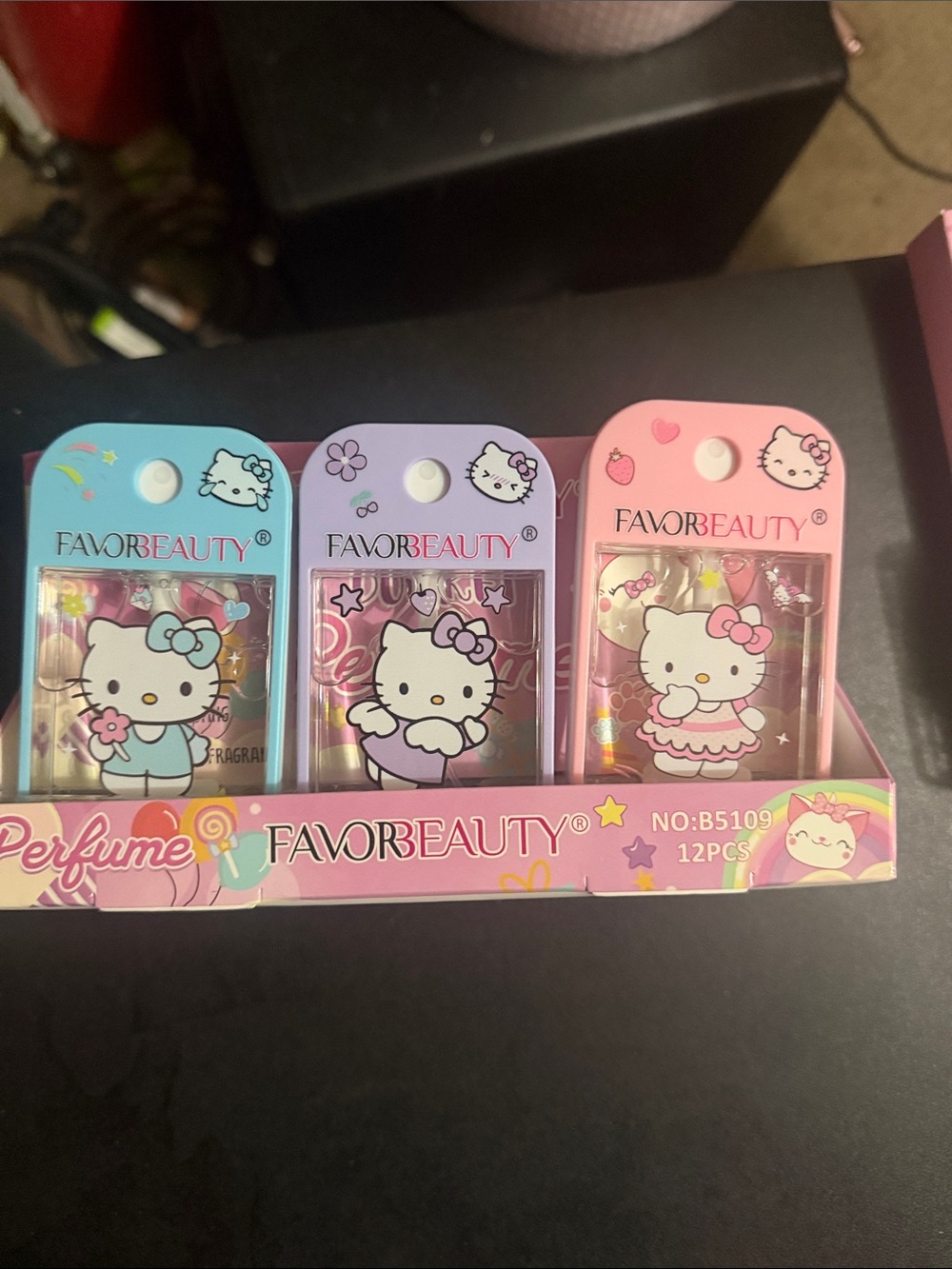 FAVOBEAUTY Hello Kitty Mini Perfume Trio - Blue, Lavender, Pink three piece set